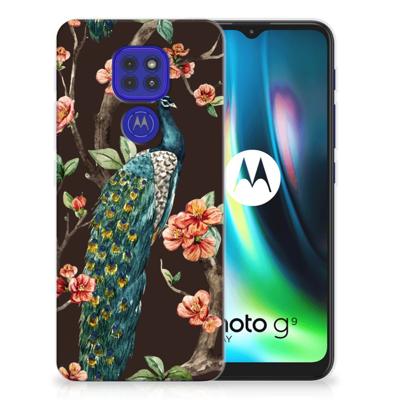 Motorola Moto G9 Play | E7 Plus | TPU Hoesje | Pauw met Bloemen
