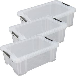 Allstore Opbergbox 15 liter transparant 3x stuks kunststof 47 x 30 x 17 cm