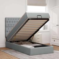 Ottoman bed met matras en LED's 100x200cm stof lichtgrijs