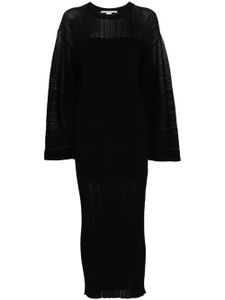 Stella McCartney robe mi-longue en maille nervurée - Noir