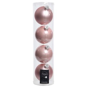 4x Lichtroze glazen kerstballen 10 cm glans en mat