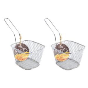 2x stuks zilveren patat/snack serveermandjes/frietmandjes 10 cm