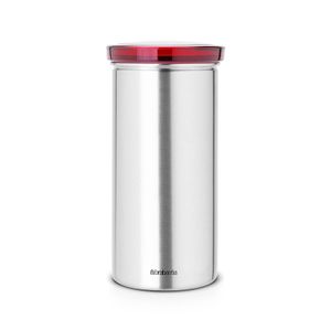 Brabantia voorraadbus voor 18 koffie- en theepads - Matt Steel FPP/Rood