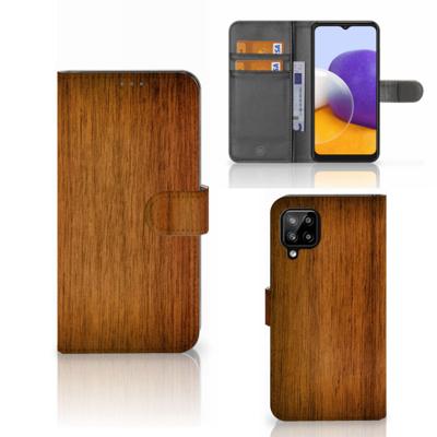 Samsung Galaxy A22 4G | M22 | Book Style Case | Donker Hout