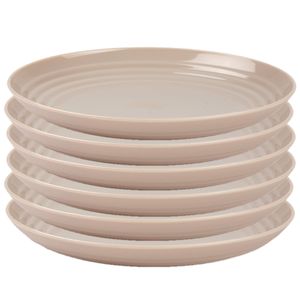 Rond bord/camping bord - 6x - D25 cm - beige - kunststof - onbreekbaar