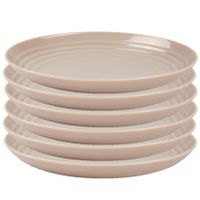 Rond bord/camping bord - 6x - D25 cm - beige - kunststof - onbreekbaar