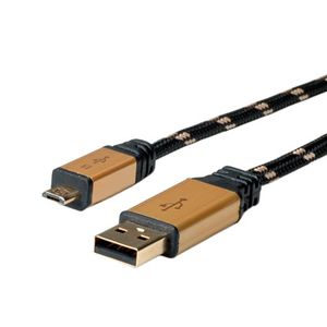 ROLINE GOLD USB 2.0 Kabel, USB A Male - Micro USB B Male, 0,8 m