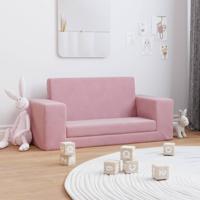 Kinderslaapbank 2-zits zacht pluche roze