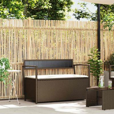 Tuinbank met kussen, bruin polyrotan