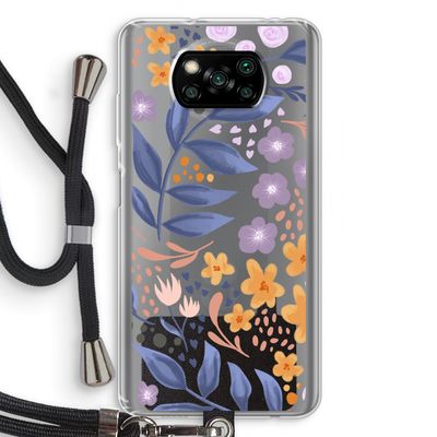 Flowers with blue leaves: Xiaomi Poco X3 NFC Transparant Hoesje met koord