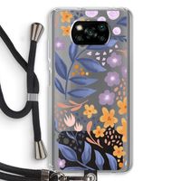 Flowers with blue leaves: Xiaomi Poco X3 NFC Transparant Hoesje met koord