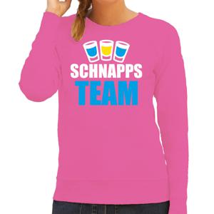 Apres ski sweater/trui voor dames - schnapps team - roze - wintersport - skien