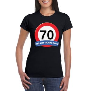 Verkeersbord 70 jaar t-shirt zwart dames