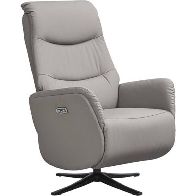 Leen Bakker - Relaxfauteuil Herman - Elektrisch Verstelbaar - Stof - Grijs - 117x79.5x74 Cm