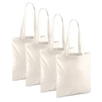 Draagtasje met hengsels - 10x - naturel - 42 x 38 cm - katoen - 10 liter - boodschappen - gymtas