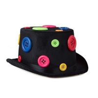 Verkleed hoge hoed / clownshoed voor volwassenen zwart met knopen   -