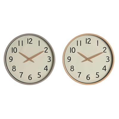 Muurklok Home ESPRIT Beige Natuurlijk PVC Hout 30 x 4,7 x 30 cm (2 Stuks)