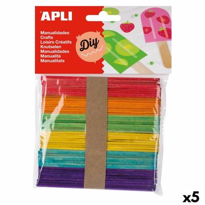 Materiaal voor handarbeid Apli Multicolour Hout 114 x 10 mm Ijsstokje (5 Stuks) (50 Stuks)