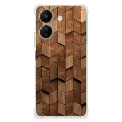 Stevig Telefoonhoesje voor Xiaomi Redmi 13C 4G Wooden Cubes Stevig Telefoonhoesje voor Xiaomi Redmi 13C 4G Wooden Cubes