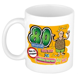 Cadeau mok 80 jaar - daar gaan je wilde haren - keramiek - 300 ml