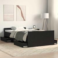 Bedframe met hoofdeinde Zwart eiken 90 x 190 cm Bewerkt hout