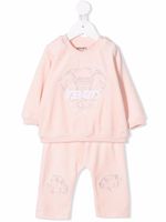 Kenzo Kids survêtement en velours à logo brodé - Rose