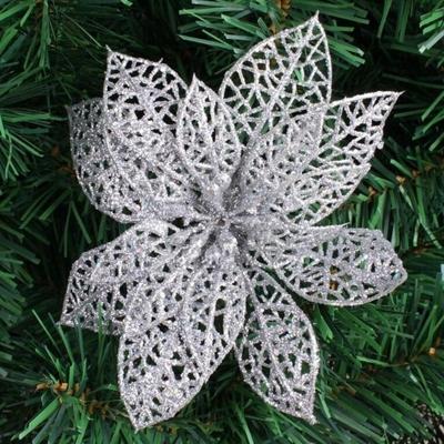 10 stuks 15cm simulatie holle kunstmatige bloem kinderen Birthday Party decoratie Nieuwjaar Kerstmis Decor(Silver)