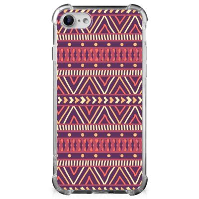 iPhone SE 2022/2020 | iPhone 8/7 Doorzichtige Silicone Hoesje Aztec Paars iPhone SE 2022/2020 | iPhone 8/7 Doorzichtige Silicone Hoesje Aztec Paars