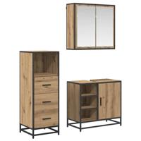 Badkamermeubelset 3 pcs artisanaal eikenkleurig 65 x 33 x 60 cm