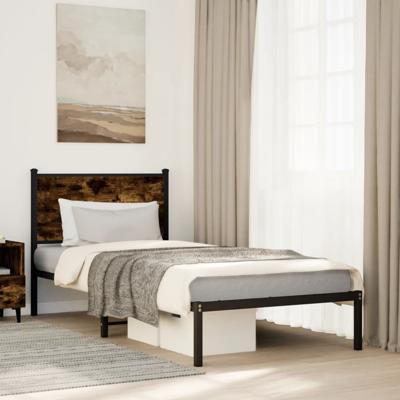 Bedframe zonder matras metaal gerookt eikenkleurig 80x200 cm