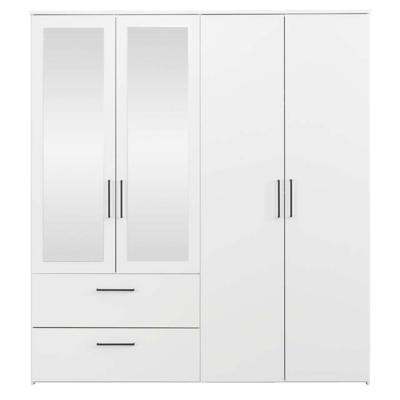 Leen Bakker - Kledingkast Orleans 4 Deurs - 201x181x58 Cm - Spaanplaat - Wit