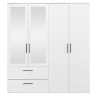 Leen Bakker - Kledingkast Orleans 4 Deurs - 201x181x58 Cm - Spaanplaat - Wit