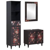 Badkamerkastenset met lade met opslag 3 pcs Massief Mango Hout