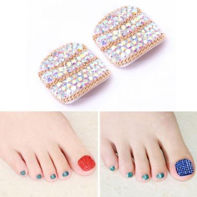 2 PC'S Crystal nep Nail Art Tips Rhinestone volledige dekking teennagels Decals stickers (NO: 10)