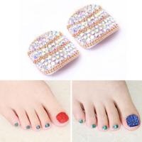 2 PC'S Crystal nep Nail Art Tips Rhinestone volledige dekking teennagels Decals stickers (NO: 10)