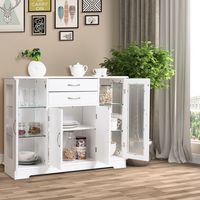 Opbergkast Buffet Dressoir Kast met Gehard Glazen Deuren Houten Console Tafel voor Tafelgerei Opslag Wit Opbergkast Buffet Dressoir Kast met Gehard Glazen Deuren Houten Console Tafel voor Tafelgerei Opslag Wit