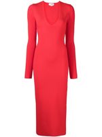 Victoria Beckham robe mi-longue à col v plongeant - Rouge