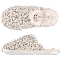 Beige panterprint/luipaardprint instap pantoffels/sloffen voor dames - thumbnail