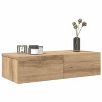 Wandschap met lades 60x26,5x15 cm bewerkt hout artisanaal eiken