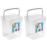 2x stuks opslagboxen/emmers kunststof met deksel transparant 5 liter 20 x 17 x 23 cm - Opbergbox