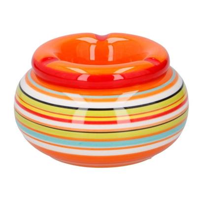 Asbak - keramiek - gekleurd met oranje - stormasbak - D11 cm