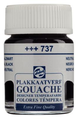 Talens Gouache Extra Fine Quality Fles 16 ml - Neutraalzwart 737
