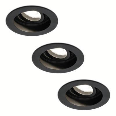 Set van 3 Laredo LED inbouwspots - GU10 5 Watt 400 lumen - 4000K neutraal wit - Dimbaar - verzonken - Rond - Kantelbaar - IP20 Voor binnen - Zwart