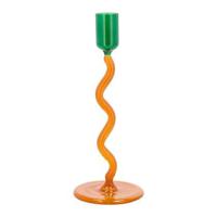 Villa Collection Styles Glazen Kandelaar Spiral - Groen / Oranje