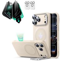 iPhone 17 Pro Cloud Soft Magnetic Case (Camera Control, Stash Stand) Armorite Privacy Protection Bundle - Light Tan