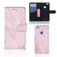 Huawei P10 Lite | Bookcase | Marble Pink - Origineel Cadeau Vriendin | Portemonnee hoesje