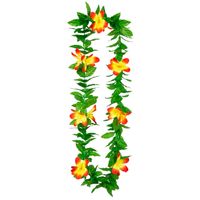Boland Hawaii krans/slinger - Tropische kleuren mix groen/geel - Bloemen hals slingers   -