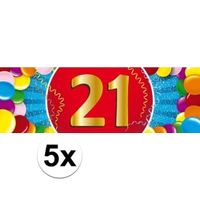 5x 21 Jaar leeftijd stickers verjaardag versiering   -