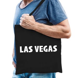 Katoenen USA/wereldstad tasje Las Vegas zwart