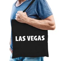 Katoenen USA/wereldstad tasje Las Vegas zwart - thumbnail